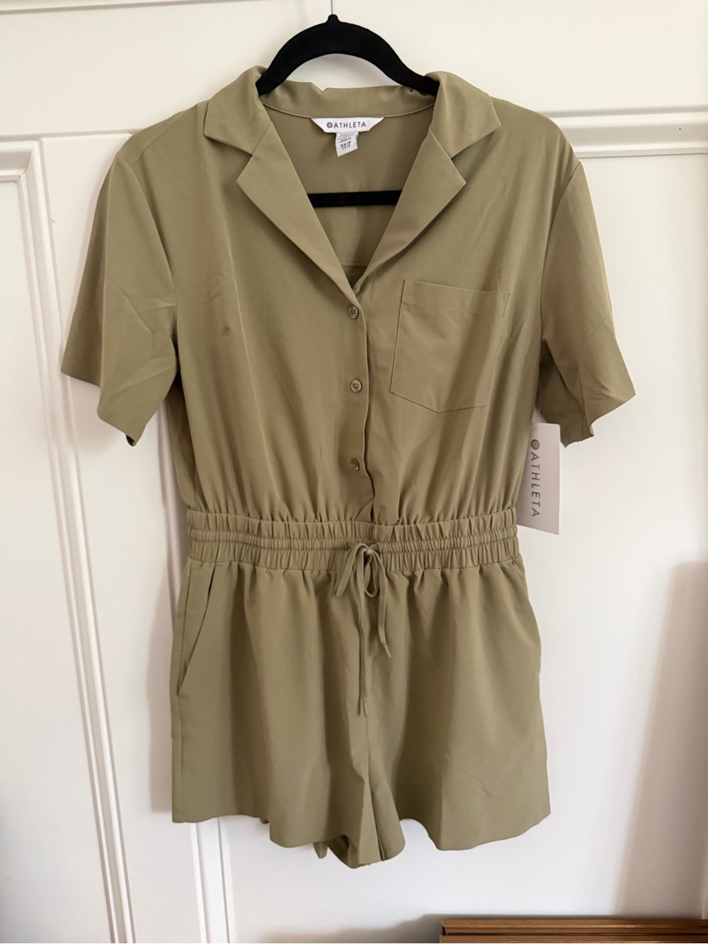 New Athleta XS Avenue Olive Green Short Sleeve One-Piece Romper